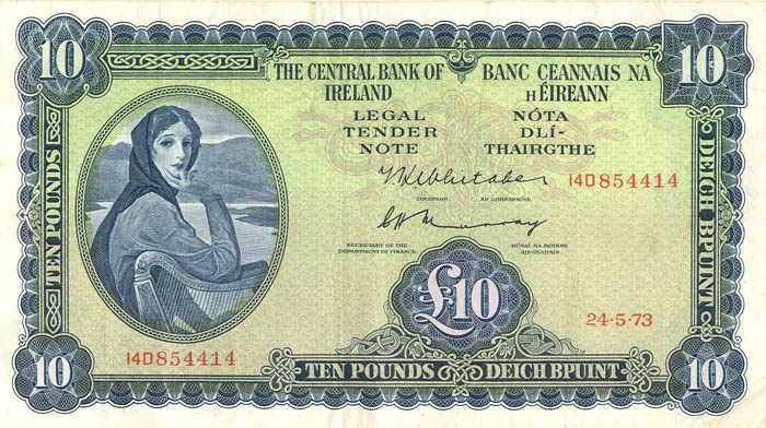 Ireland - 10 Pounds - P-66c - 1975 dated Foreign Paper Money